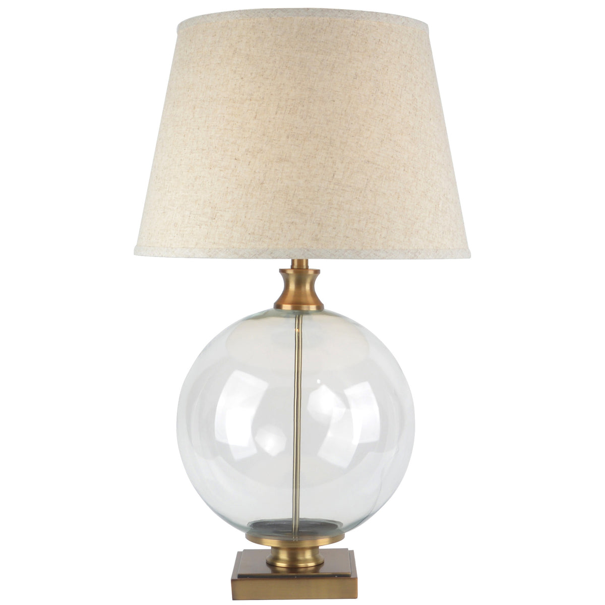 Lunel Glass Orb Table Lamp With Edged Linen Shade – view 2