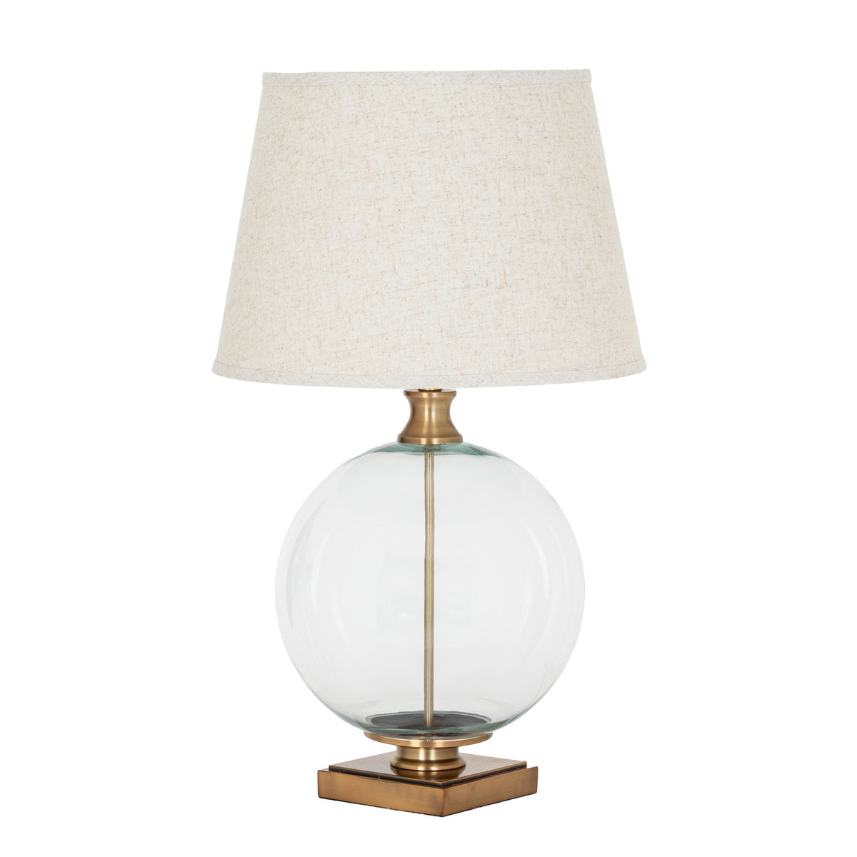 Lunel Glass Orb Table Lamp With Edged Linen Shade – view 3