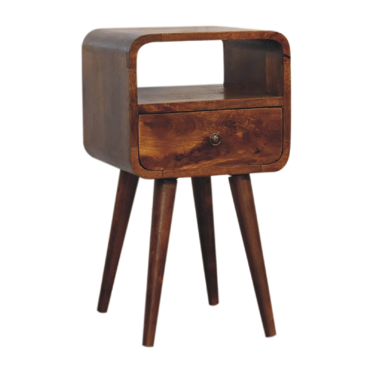 Mini Chestnut Curve Open Bedside – view 3