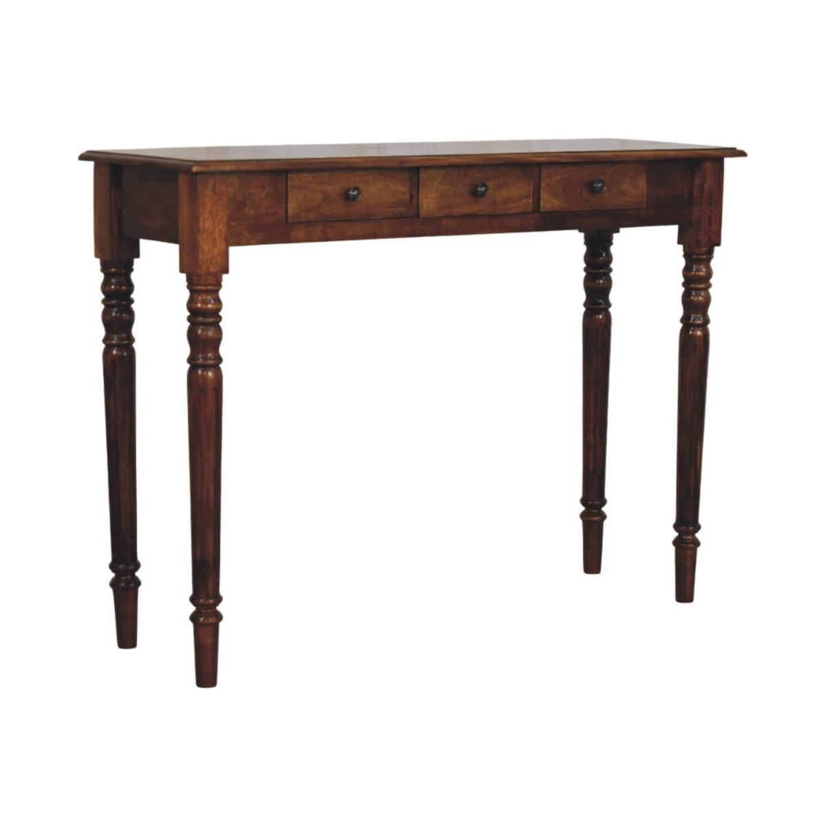 Turned Legs 3 Drawer Chestnut Console – view 2