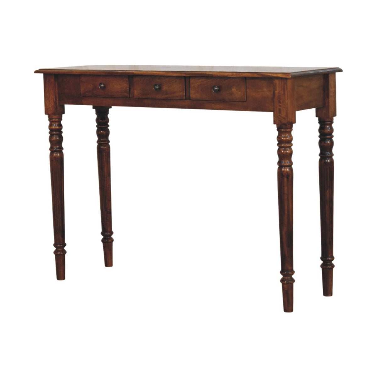 Turned Legs 3 Drawer Chestnut Console – view 3