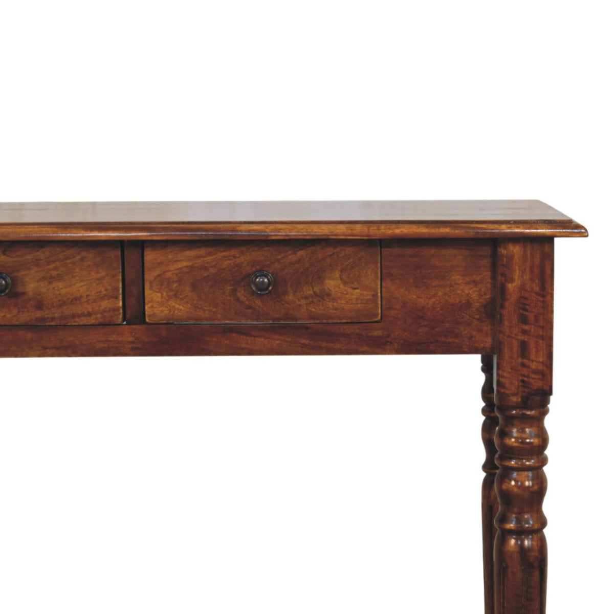 Turned Legs 3 Drawer Chestnut Console – view 4
