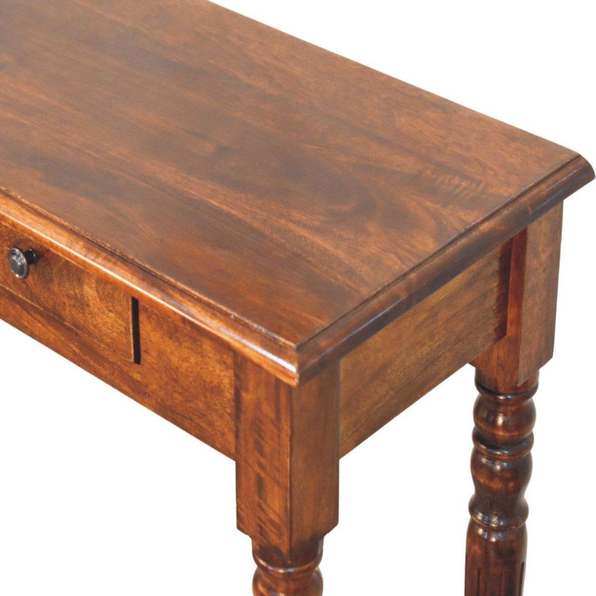 Turned Legs 3 Drawer Chestnut Console – view 5