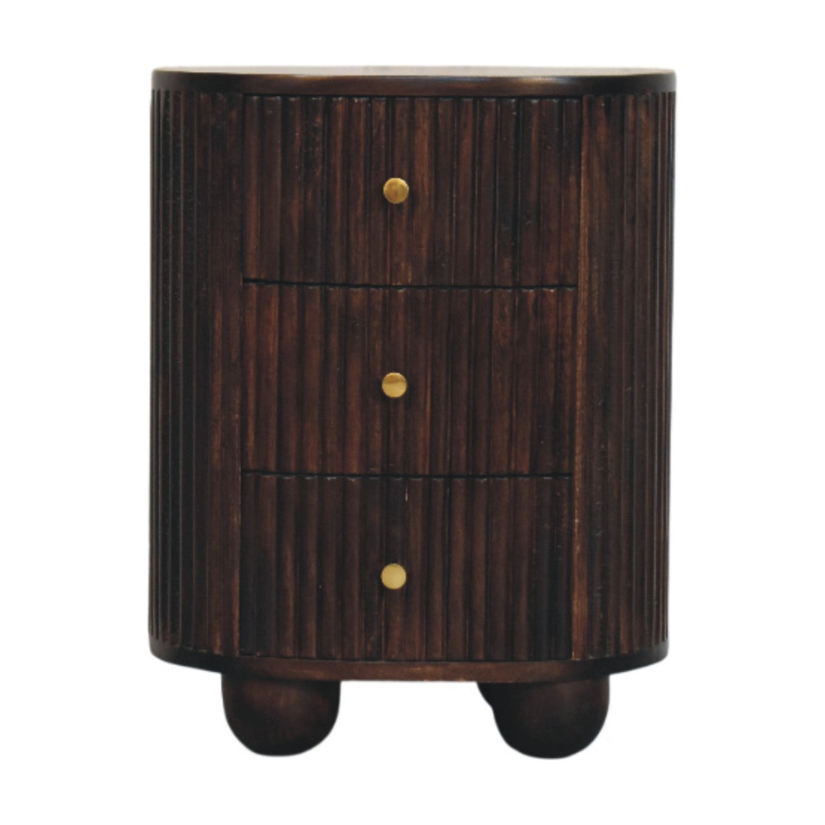 Curved Fluted 3-Drawer Bedside
