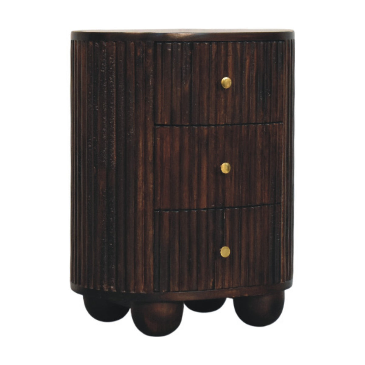 Curved Fluted 3-Drawer Bedside – view 2