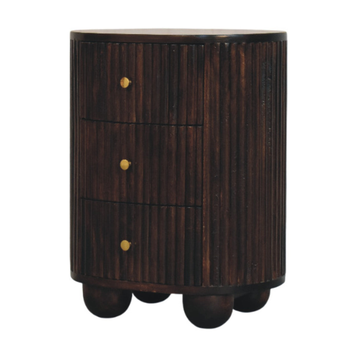 Curved Fluted 3-Drawer Bedside – view 3