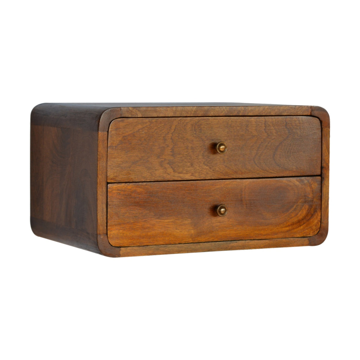 Floating Curved Chestnut Bedside – view 2