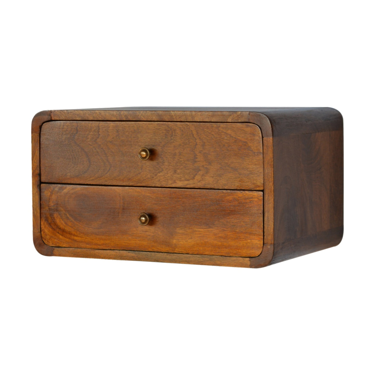 Floating Curved Chestnut Bedside – view 3