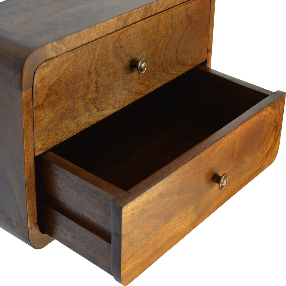 Floating Curved Chestnut Bedside – view 5